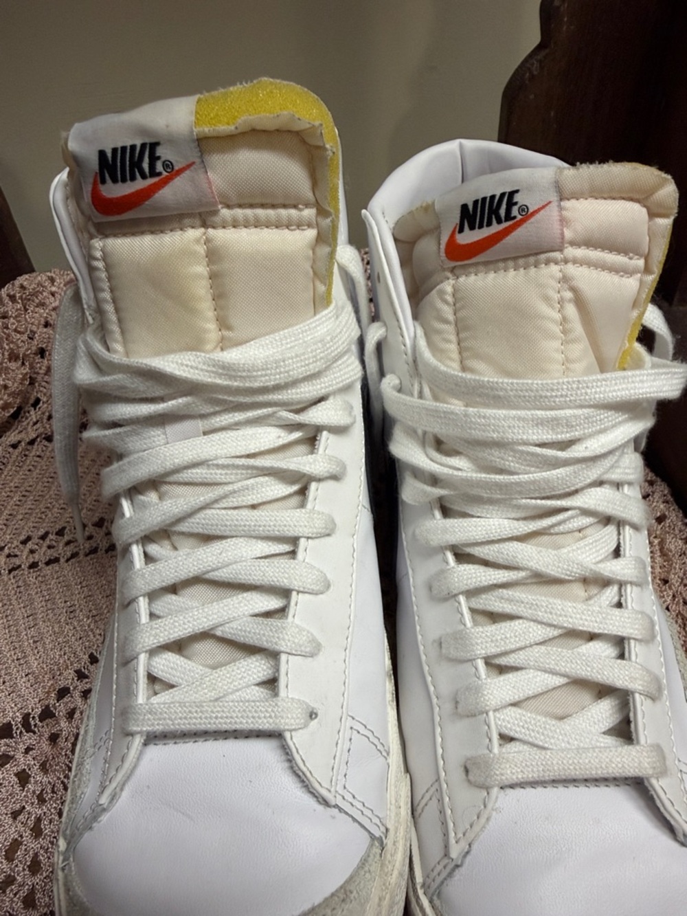 Nike Men’s White High-Top Sneakers with Black Swoosh Size 10